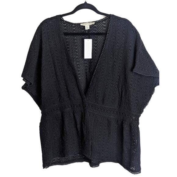 NWT BEAUTIFUL by Lawrence Zarian The Josie Novelty Sweater Topper-Black-Large - Picture 1 of 10